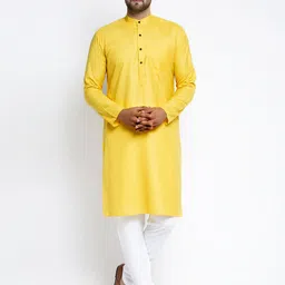 Jompers Men Yellow Pure Cotton Kurta with Pyjamas-image-36
