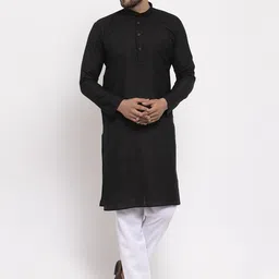 Jompers Men Black Pure Cotton Kurta with Pyjama-image-95