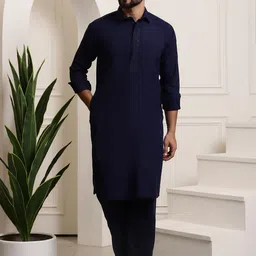 SOJANYA Navy Pathani Kurta Pyjama-picture-15