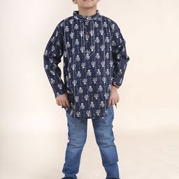 KiddoPanti Boys Printed Regular Pure Cotton Kurta with Trousers-28