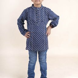 KiddoPanti Boys Printed Regular Pure Cotton Kurta with Trousers-picture-30
