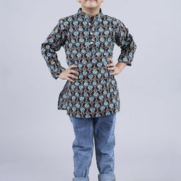 KiddoPanti Boys Printed Regular Pure Cotton Kurta with Trousers-picture-35