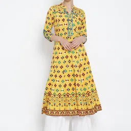 YASH GALLERY Ethnic Motifs Printed Band Collar Anarkali Kurta-image-8