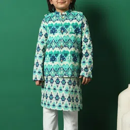 Readiprint Fashions Boys Ethnic Motifs Printed Regular Pure Cotton Kurta with Pyjamas-11