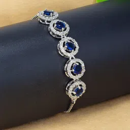 PRIVIU Women Brass American Diamond Rhodium-Plated Wraparound Bracelet-14