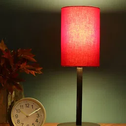 BTR CRAFTS Red & Black Cylindrical Shape Metal Table Lamp with Adjustable Cord-29