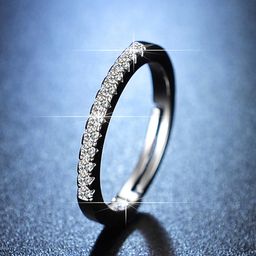 Jewels Galaxy Silver-Plated American Diamond Studded Adjustable Finger Ring-22