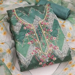 KALINI Embroidered Organza Unstitched Dress Material-image-39