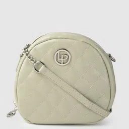 Lino Perros Sage Green Quilted Half Moon Sling Bag with Non-Detachable Sling Strap-12