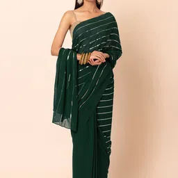 INDYA Striped Sequined Saree-23