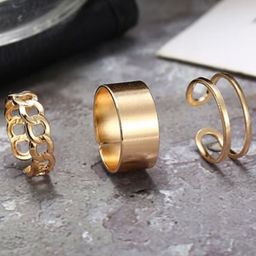 Jewels Galaxy Set of 3 Gold-Plated Contemporary  Stackable Finger Ring-15