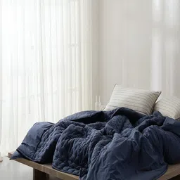 Himeya Blue Cotton Double Bed 1 Quilt With 2 Pillow Covers-picture-37