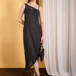 Stylecast X Hersheinbox Printed Asymmetric Mesh Midi Dress-image-3