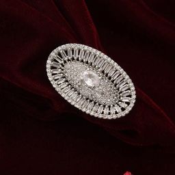 Priyaasi Silver-Plated AD-Studded Adjustable Finger Ring-image-38
