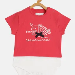 METRO KIDS COMPANY Girls Red & White Organic Cotton Printed Sustainable Bodysuit-image-59