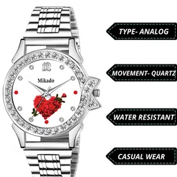 Mikado Women Multicoloured Brass Printed Dial & Silver Toned Stainless Steel Bracelet Style Straps Analogue Watch-image-83