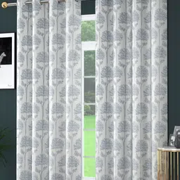 AaHo Decor Grey 2Pcs Floral Room Darkening Window Curtain-image-14