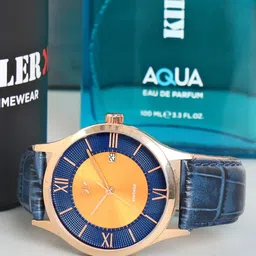Killer Men Patterned Dial & Leather Bracelet Style Straps Analogue Watch KLMO75E-4
