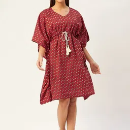 Ikk Kudi by Seerat Ethnic Motifs Printed Cotton Midi kaftan Dress-image-112