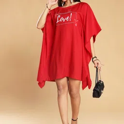 LetsDressUp Typography Printed Extended Sleeves Kaftan Dress-image-68