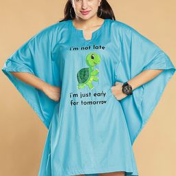 LetsDressUp Graphic Printed Notch Neck Kimono Sleeves Kaftan Dress-image-26