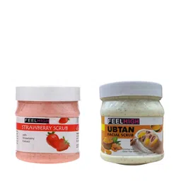 FEELHIGH Set of Strawberry & Ubtan Organic Face & Body Scrub - 500 ml each-88