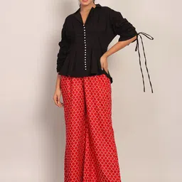 KAORI BY SHREYA AGARWAL Bliss Pure Cotton Shirt With Flared Trousers Co-Ords-42