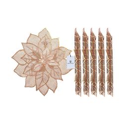 Kuber Industries White 6 Pieces Floral Stain & Heat Resistant Non-Slip Table Placemats-40