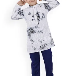 BAESD Boys Ethnic Motifs Embroidered Regular Thread Work Kurta with Pyjamas-13