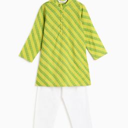 Campana Boys Bandhani Printed Mandarin Collar Regular Pure Cotton Kurta with Pyjamas-37
