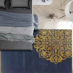 Buy Blue Persian Wool and Art Silk 4 ft x 6 ft Hand Tufted Carpet by Joyrugs by Littlelooms-picture-8