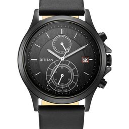 Titan Men Black Brass Patterned Dial & Black Straps Analogue Watch 1870NL01-13