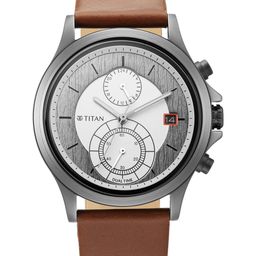 Titan Men Grey Brass Dial & Brown Straps Analogue Watch 1870QL01-image-32