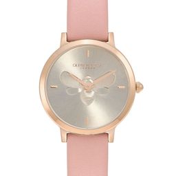 OLIVIA BURTON LONDON Women Ultra Slim Bee Leather Analogue Watch 24000018-Silver-image-4
