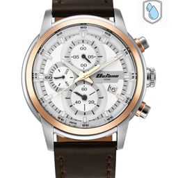 Titan Men Silver-Toned Dial & Brown Leather Straps Analogue Watch 90086KL02-51