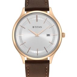 Titan Men Silver-Toned Dial & Brown Leather Straps Analogue Watch 90142WL01-picture-54