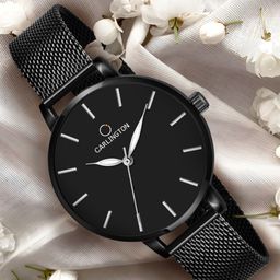 CARLINGTON Women Black Dial & Bracelet Style Strap Analogue Watch Carlington CT2014-50