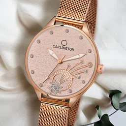 CARLINGTON Women Rose Gold-Toned Bracelet Style Analogue Watch Carlington CT2020 RoseGold-image-47
