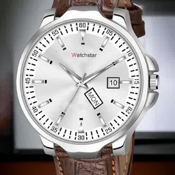 WATCHSTAR Men Dial & Leather Bracelet Style Straps Analogue Watch DD white leatherNM-picture-51
