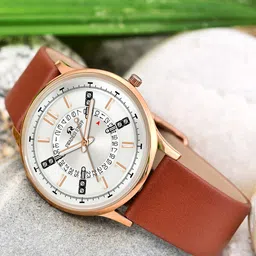SWADESI STUFF Men Leather Straps Analogue Watch SF0537 BROWN-image-13
