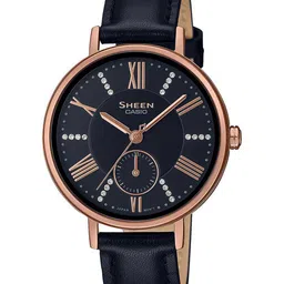 CASIO Women Black Embellished Dial & Leather Straps Analogue Watch SH237-image-45