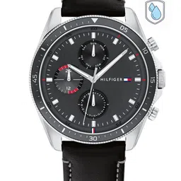Tommy Hilfiger Men Grey Dial & Black Leather Straps Analogue Watch TH1791838W-16
