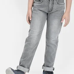 Crimsoune Club Boys Grey Slim Fit Clean Look Heavy Fade Stretchable Jeans-image-48