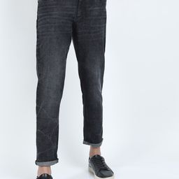 HIGHLANDER Men Black Tapered Fit Low Distress Light Fade Stretchable Jeans-image-65