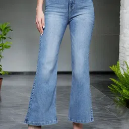 Miss Chase Women Wide Leg High-Rise Slash Knee Heavy Fade Stretchable Jeans-picture-18
