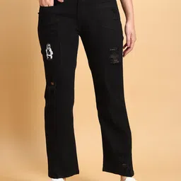 LIVE OK Women Boyfriend Fit High-Rise Mildly Distressed Stretchable Jeans-image-96