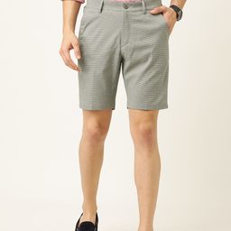 Peter England Men Grey Self Design Slim Fit Regular Shorts-image-36