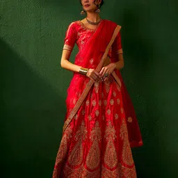 MANVAA Embellished Thread Work Semi-Stitched Lehenga & Unstitched Blouse With Dupatta-picture-39