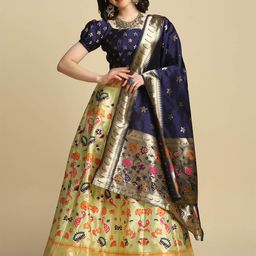 Warthy Ent Green & Blue Semi-Stitched Lehenga & Unstitched Blouse With Dupatta-picture-51