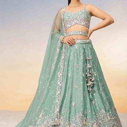 panchhi Embroidered Sequinned Semi-Stitched Lehenga & Unstitched Blouse With Dupatta-picture-31